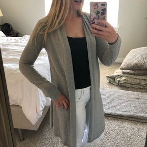 Grey open front cardigan
